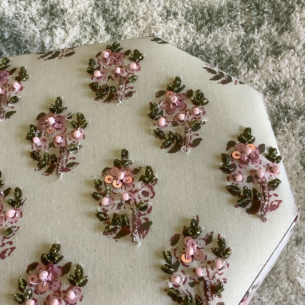 Floral Quilted Octagonal Jewelry Box India NWT - Picture 6 of 14